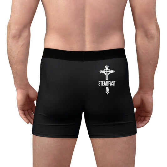"Steadfast Cross", Men's Boxer Briefs (Moonless Black)