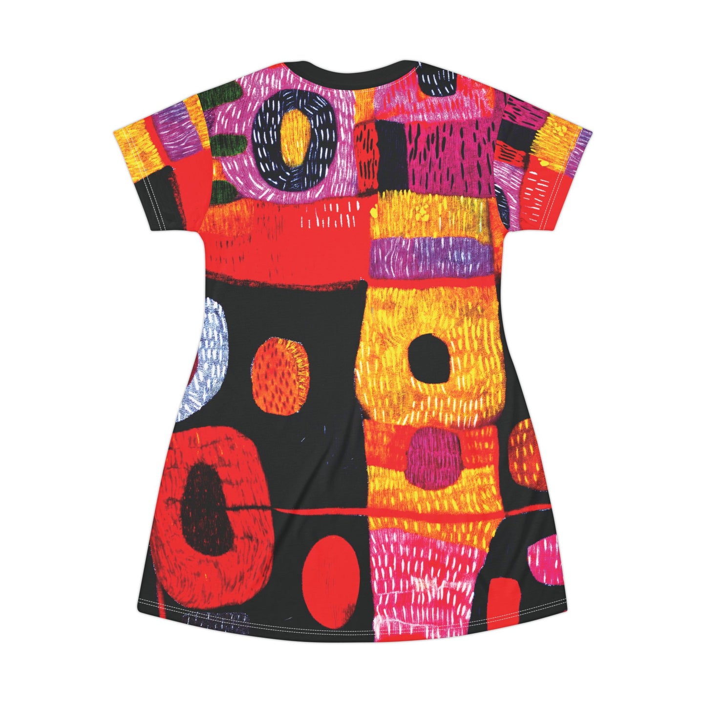 "Abstract 78", Wearable Fine Art T-Shirt Dress (Moonless Black)