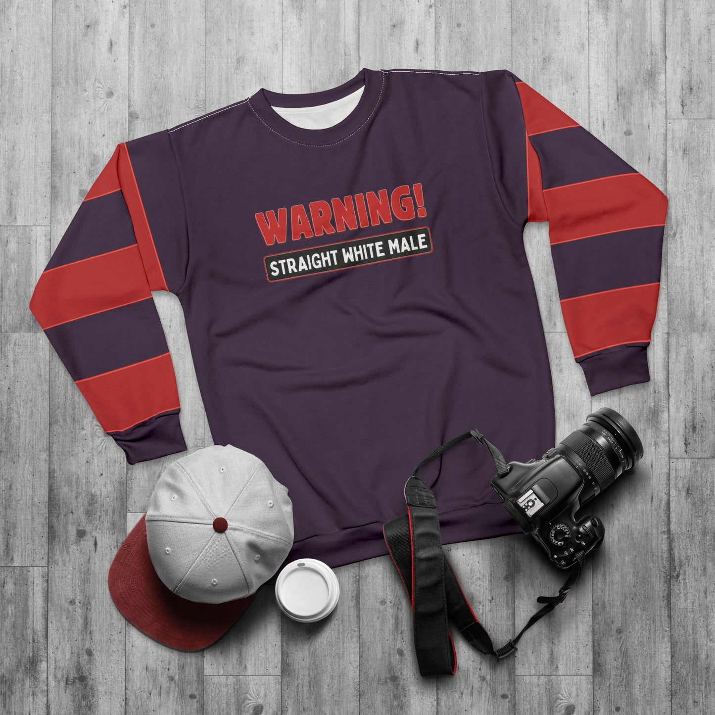 "Warning! Straight White Male", Unisex Sweatshirt (Purple Nights)