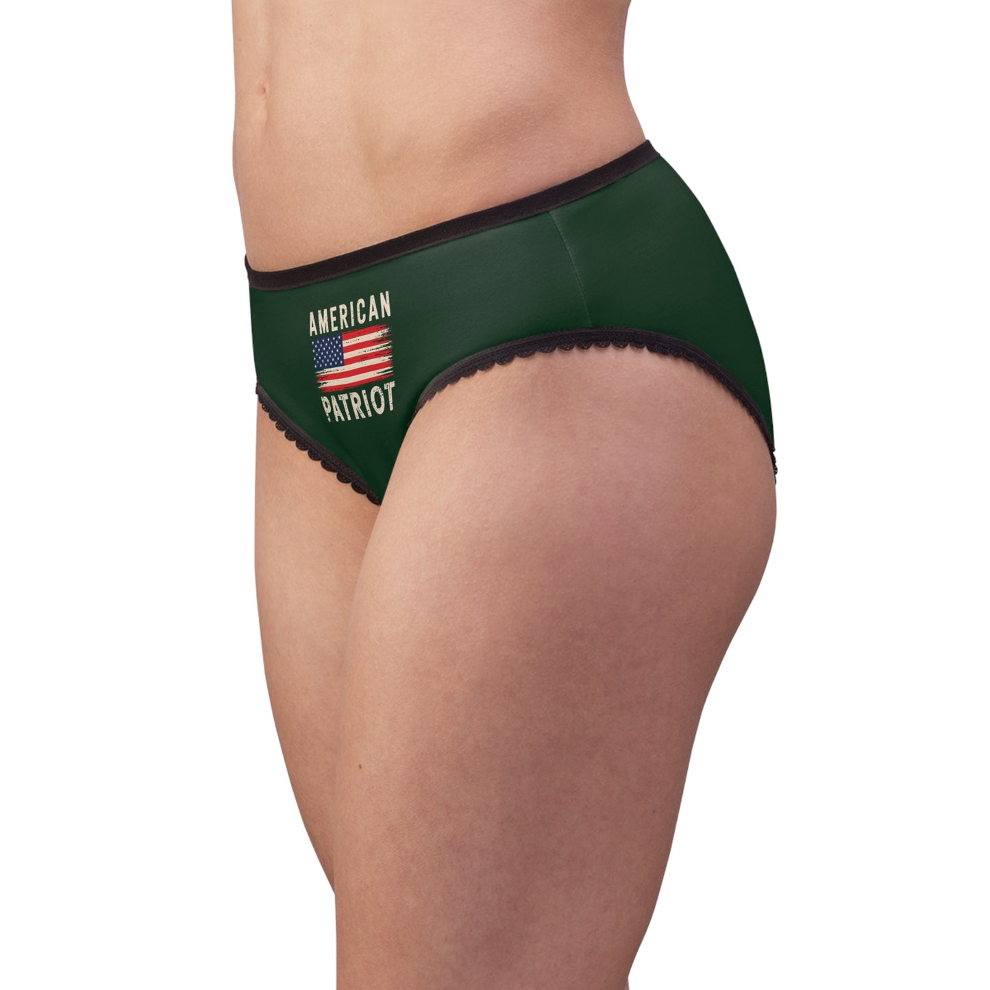 "American Patriot" with Flag #02, Women's Briefs (Monsoon Green)