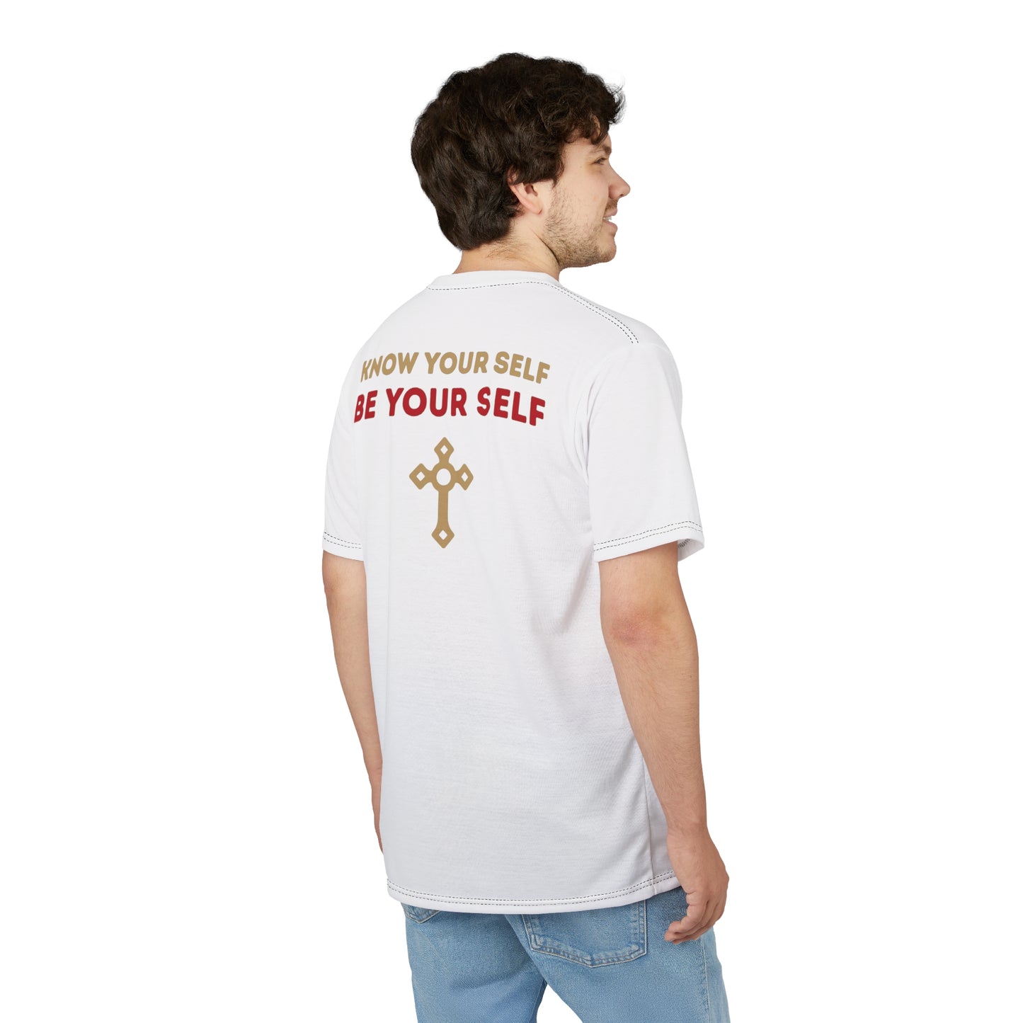 "Know Your Self", Unisex T-shirt (Foamy Milk White)