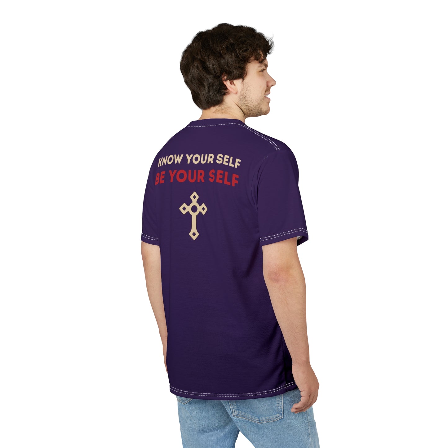 "Know Your Self", Unisex T-shirt (Russian Violet)