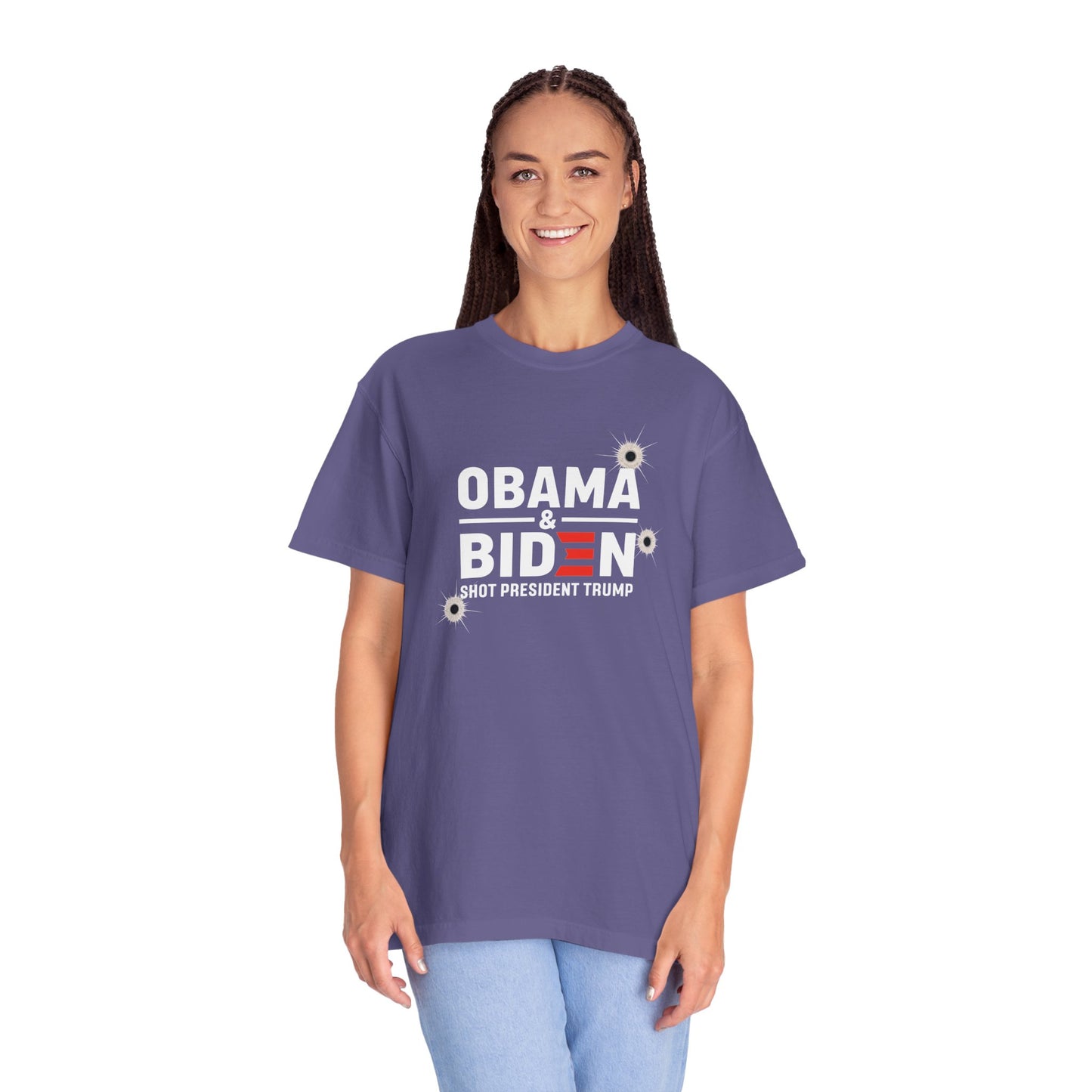 "Obama & Biden Shot President Trump", Unisex Black T-shirt