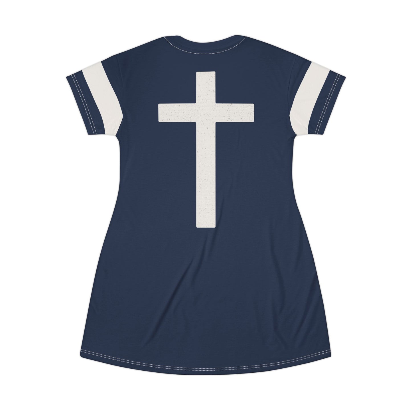 "Faith Overcomes Fear", T-Shirt Dress (Cambridge Blue)
