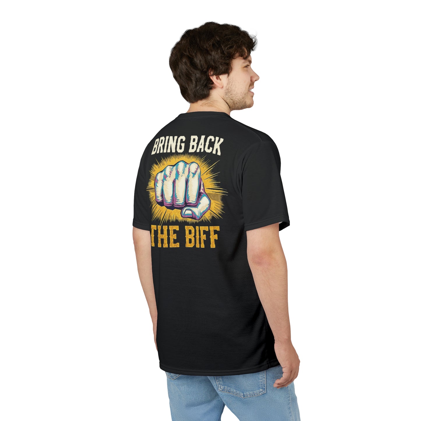 "Bring Back The Biff", Unisex T-shirt (Peatshadow Black)