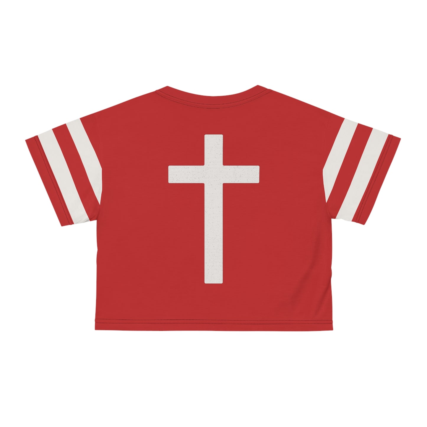 "Faith Overcomes Fear", Crop Tee (Light Cherry Red)