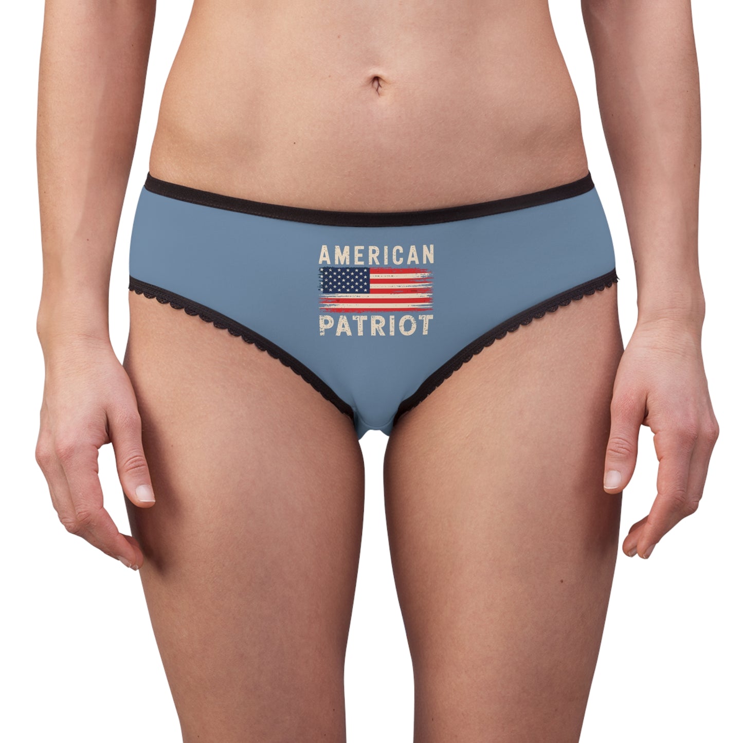 "American Patriot" with Flag #02, Women's Briefs (Denim Blue)