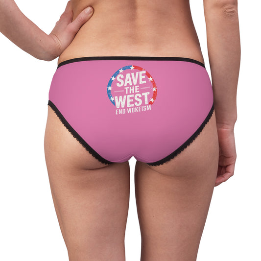 "Save the West - End Wokeism", Women's Briefs (Persian Pink)