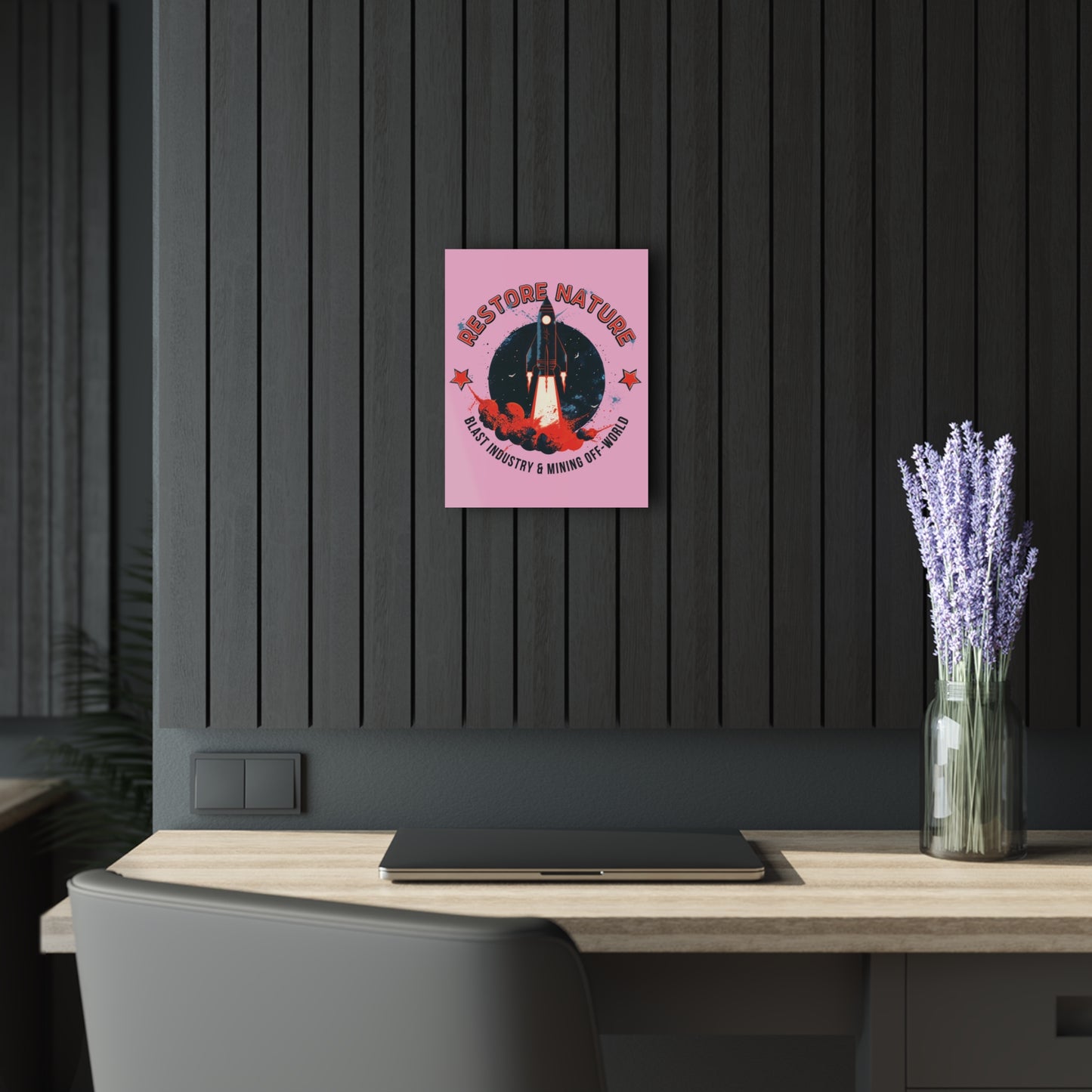 "Restore Nature", Acrylic Wall Prints (French Cleat Hanging) (Light Hot Pink)
