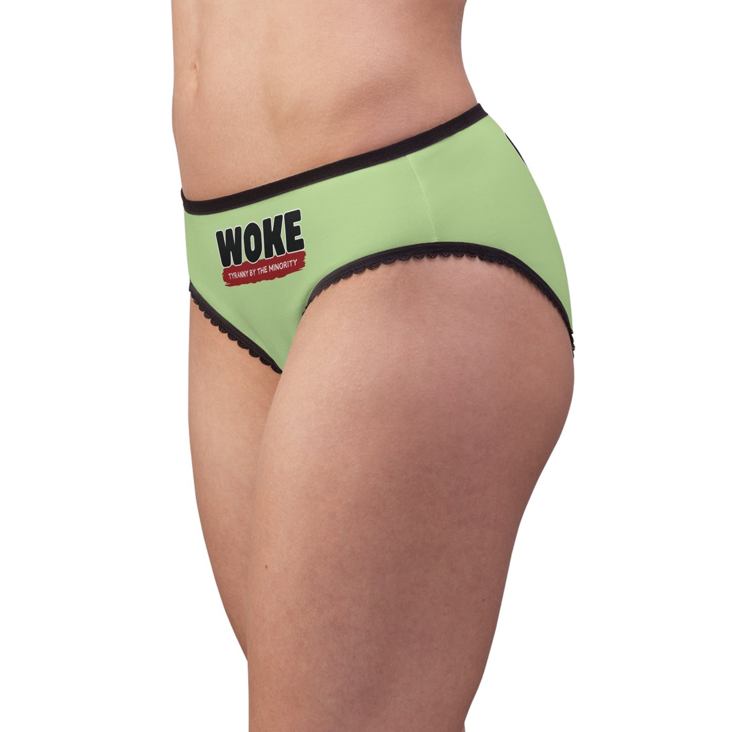 "Woke - Tyranny by the Minority", Women's Briefs (Menthol Green)