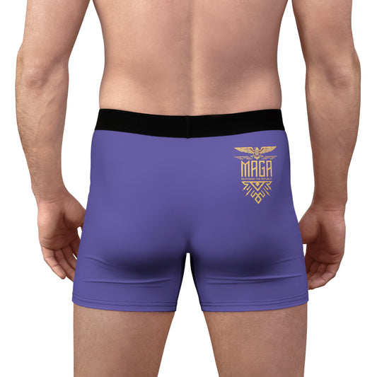 "MAGA Restoring the Republic" #02, Men's Boxer Briefs (Purple Blue)