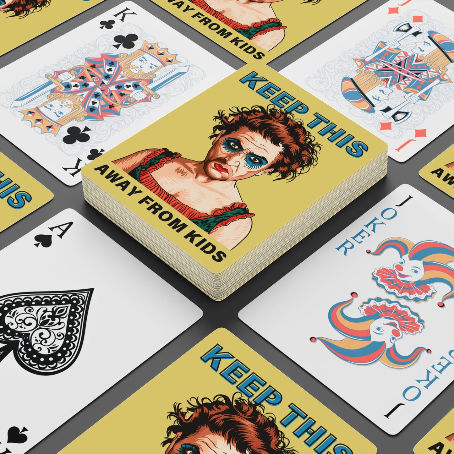 "Keep This Away from Kids", Cultural Playing Cards (Flax Yellow)