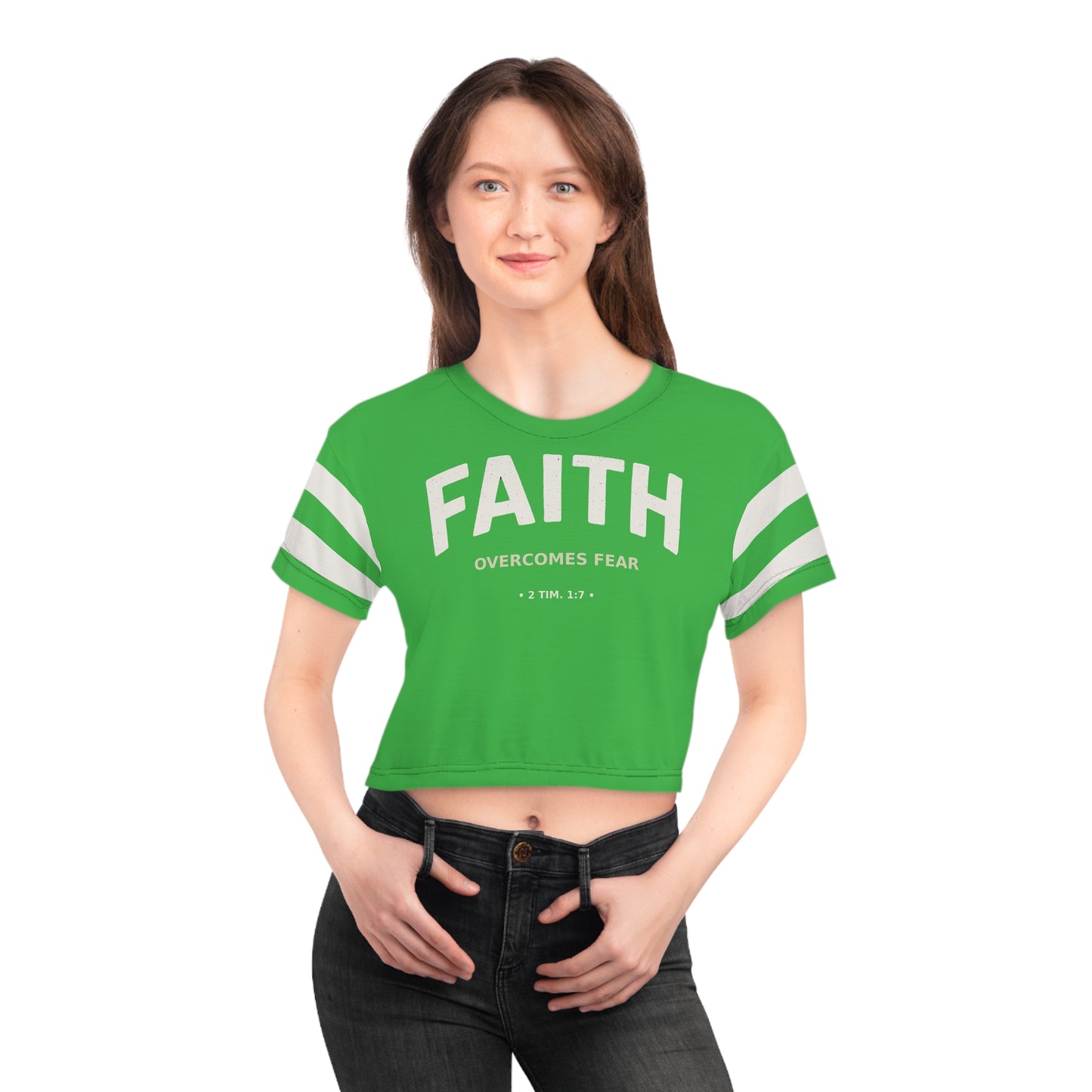 "Faith Overcomes Fear", Crop Tee (Lime Green)