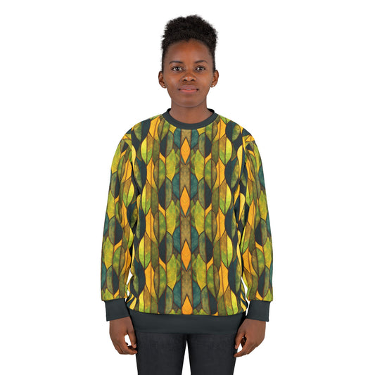 "Inner Grove", Unisex Sweatshirt (Eucalyptus Green Collar, Cuffs & Waistband)