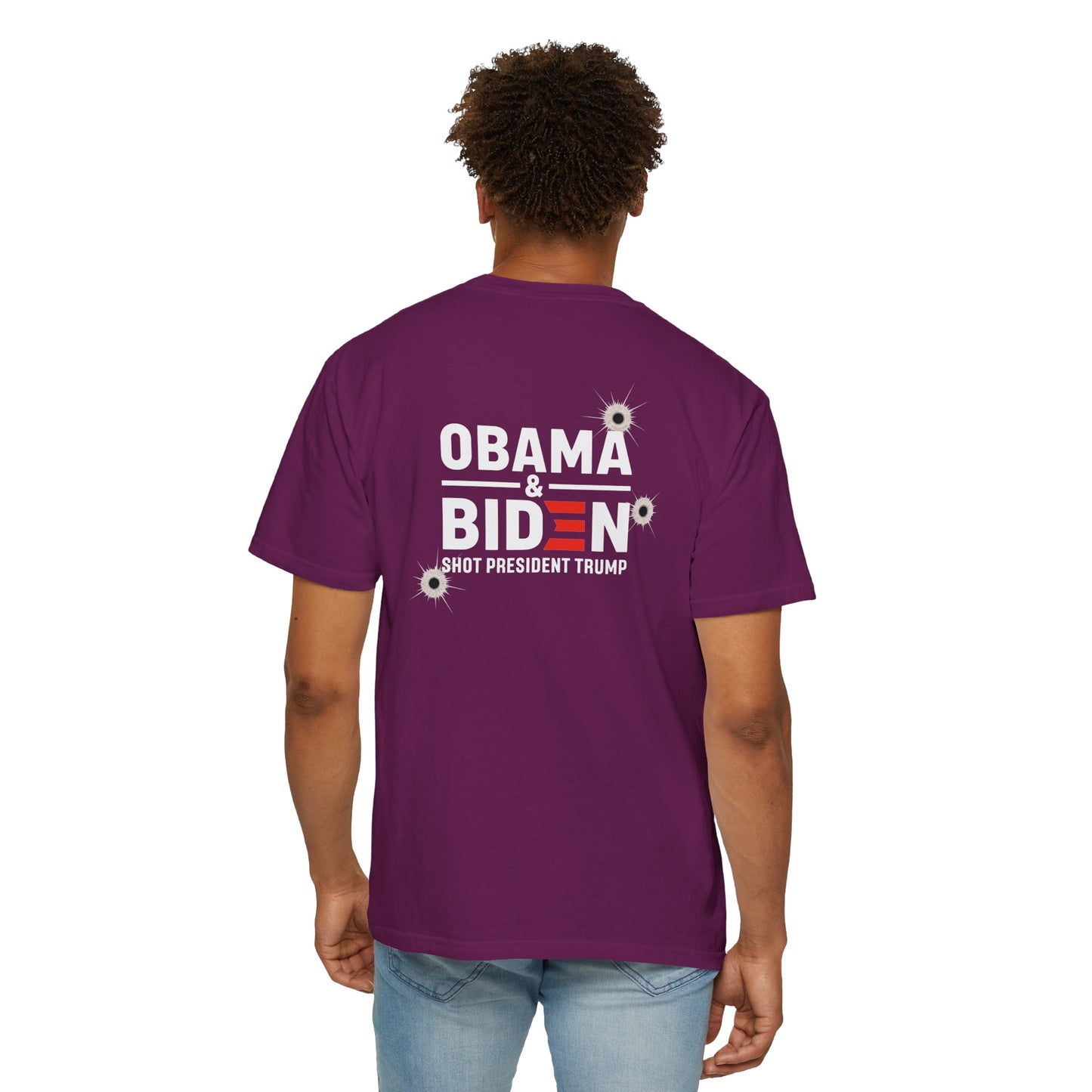 "Obama & Biden Shot President Trump", Unisex Black T-shirt