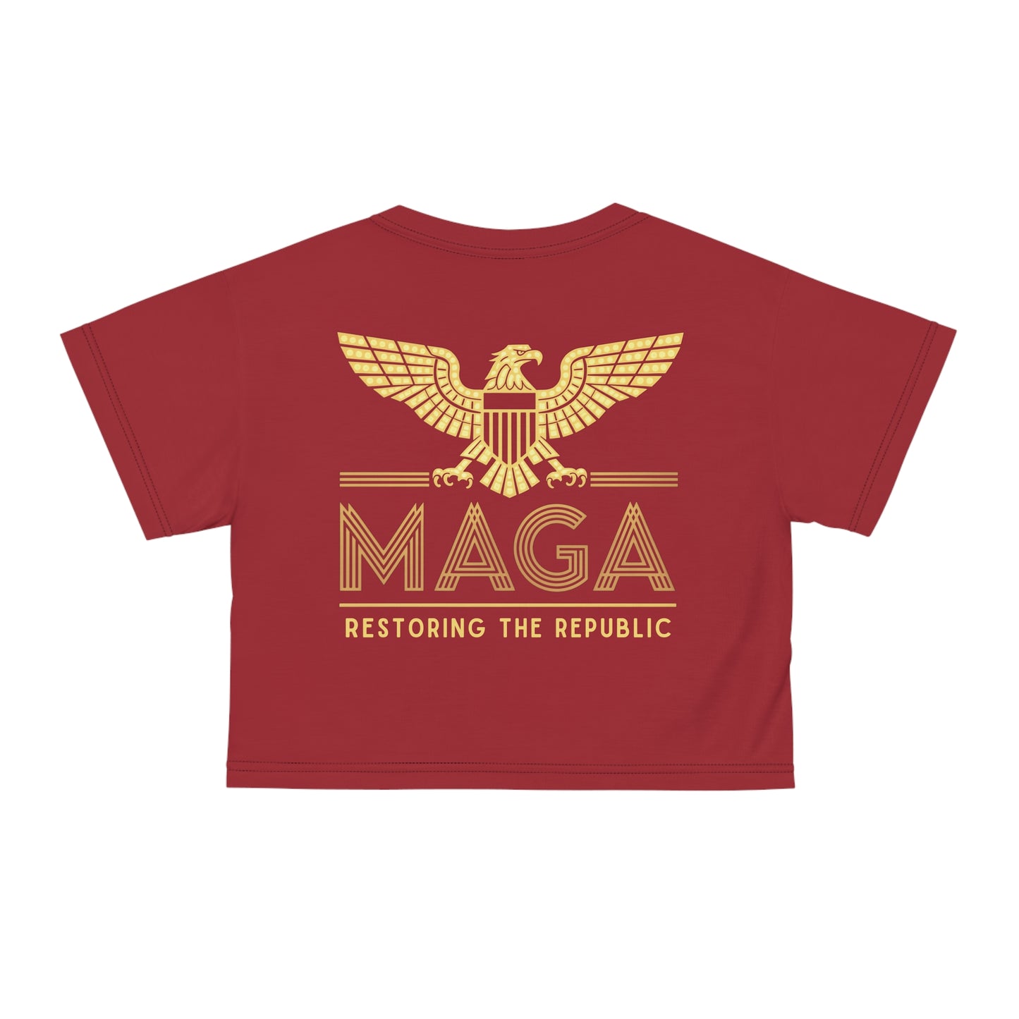 "MAGA - Restoring the Republic", Crop Tee (Cherry Red)
