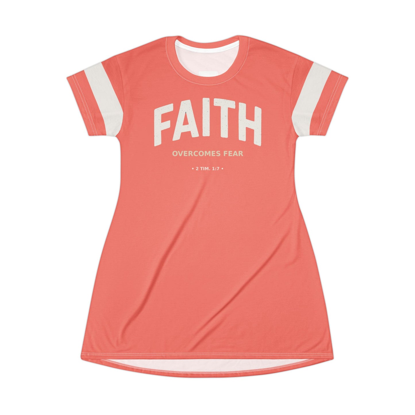 "Faith Overcomes Fear", T-Shirt Dress (Salmon Pink)