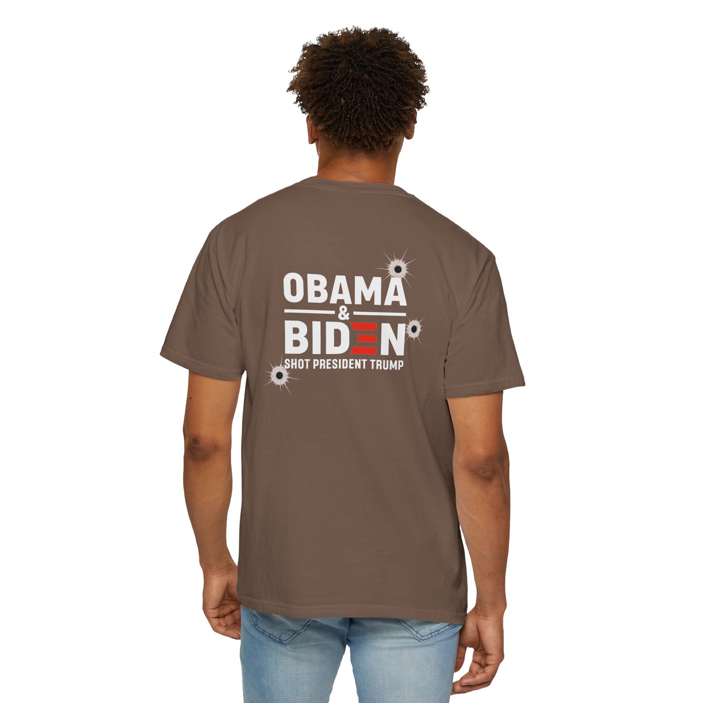 "Obama & Biden Shot President Trump", Unisex Black T-shirt