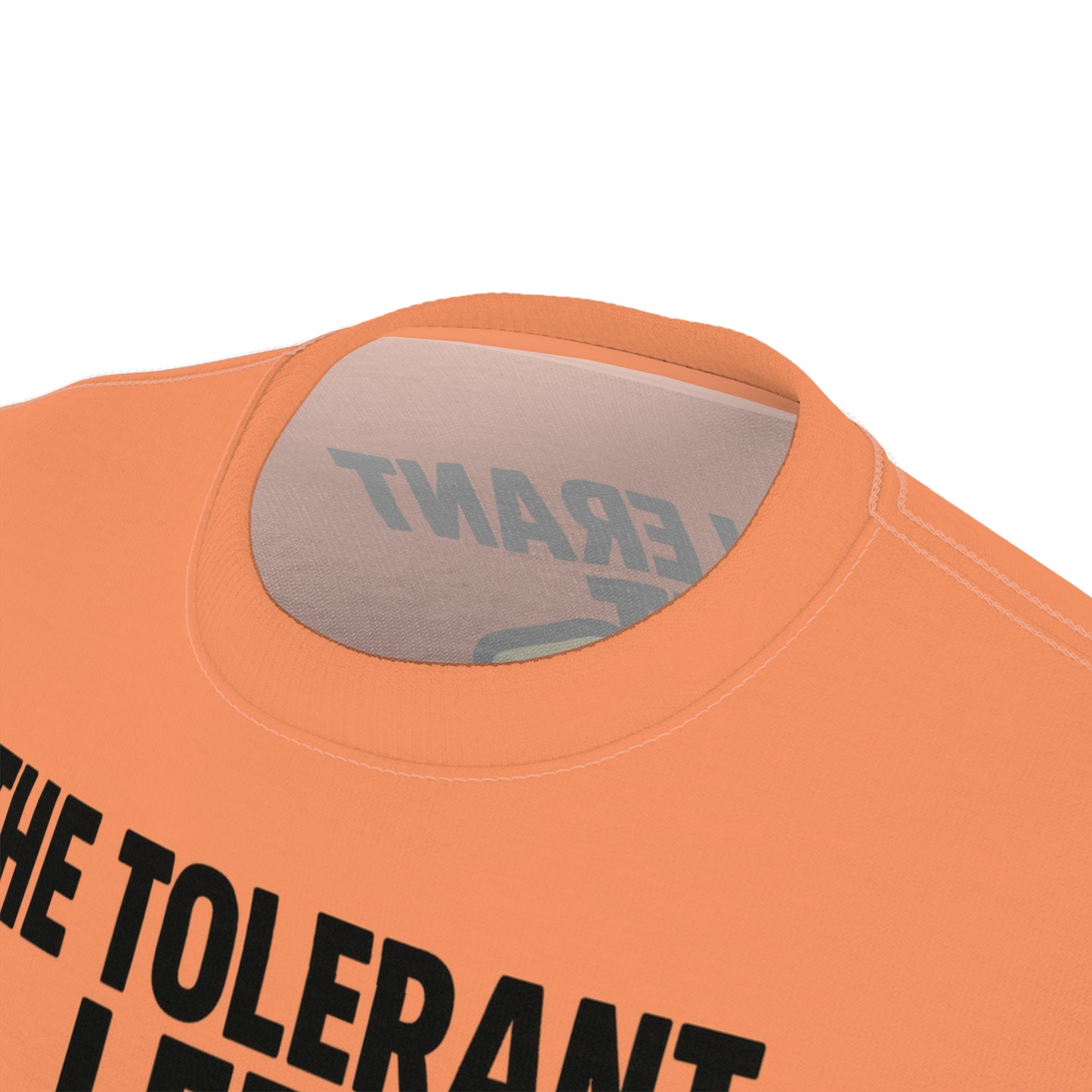 "The Tolerant Left", Unisex T-shirt (Atomic Tangerine)