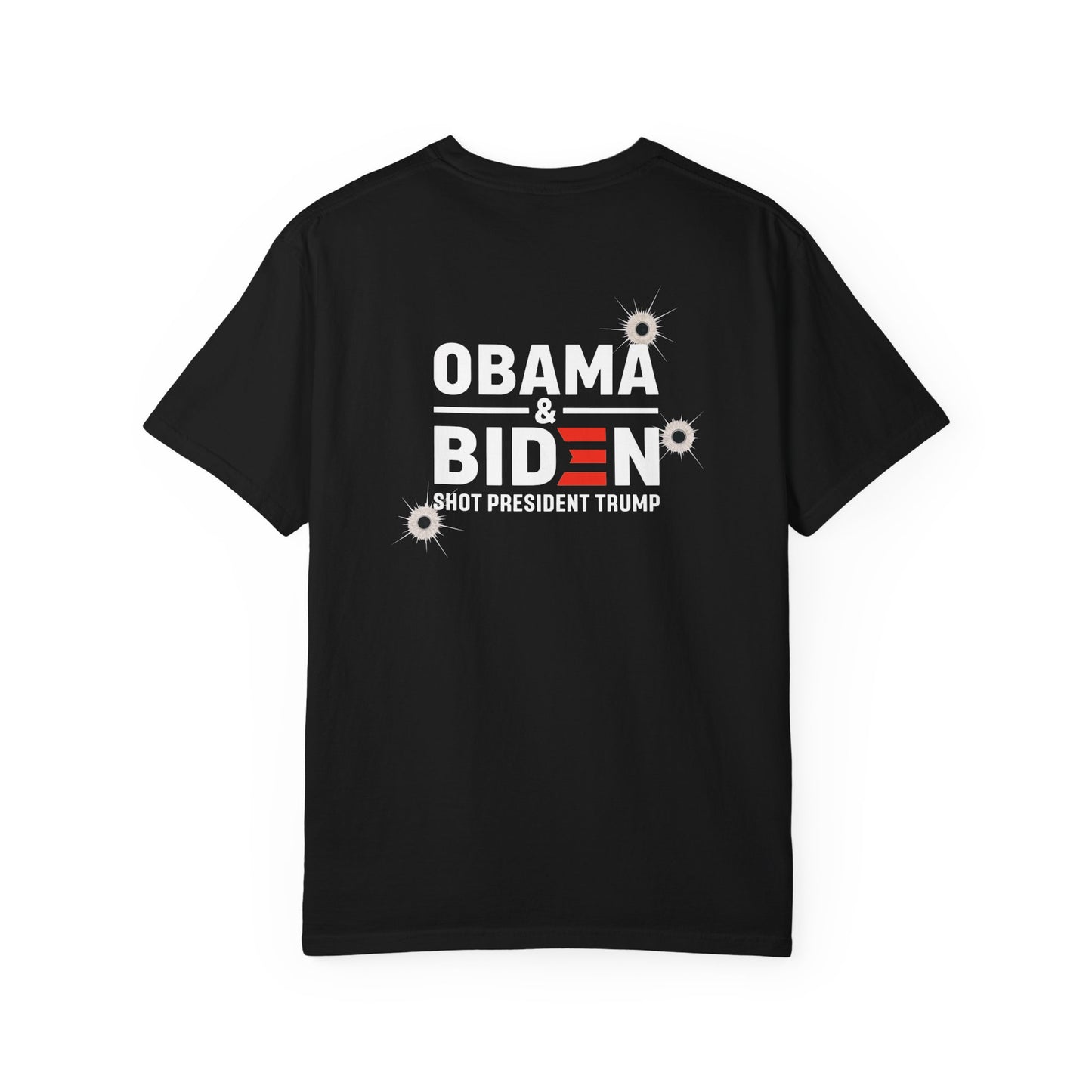 "Obama & Biden Shot President Trump", Unisex Black T-shirt