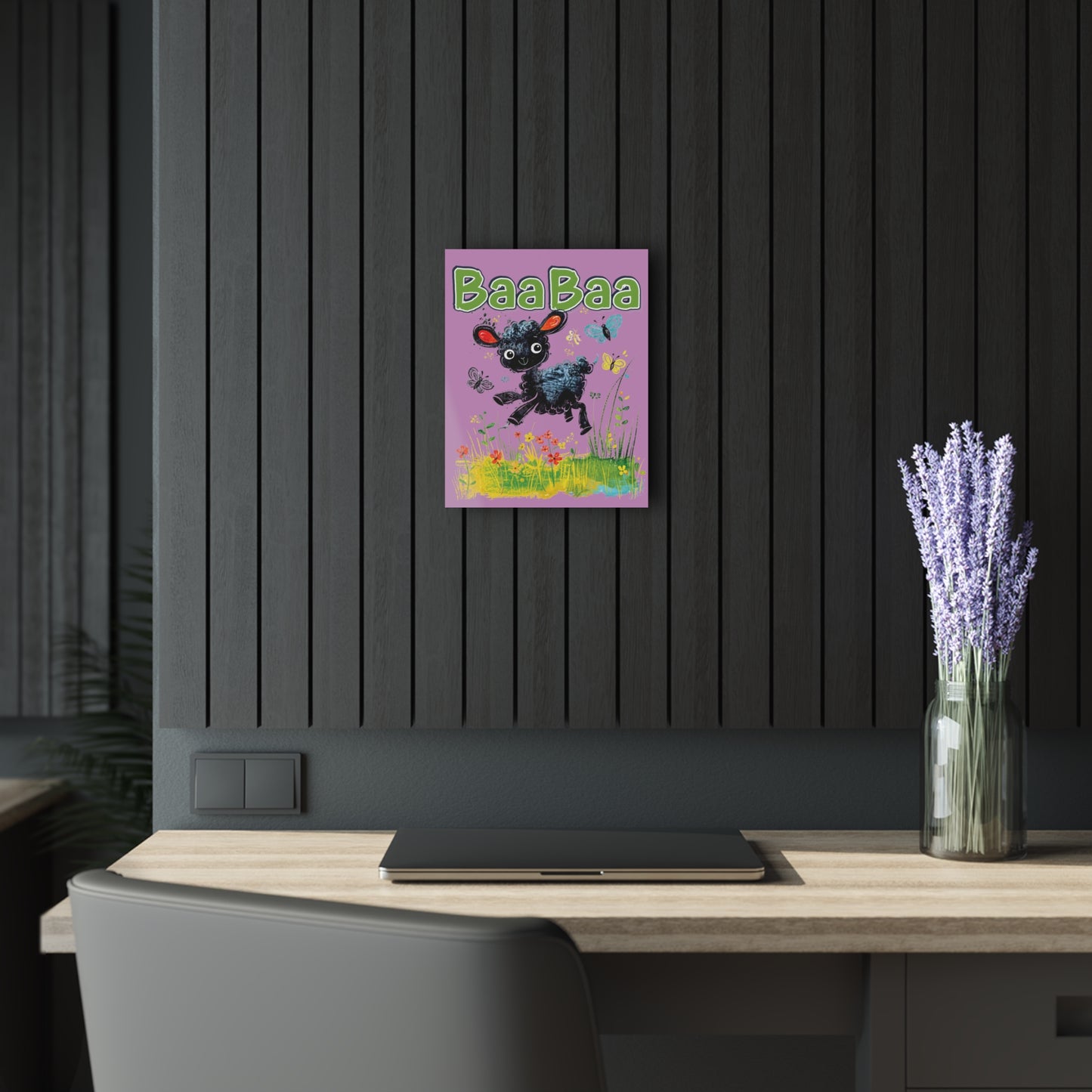 "Baa Baa Black Sheep", Acrylic Wall Prints (French Cleat Hanging) (Sanctified Petal)