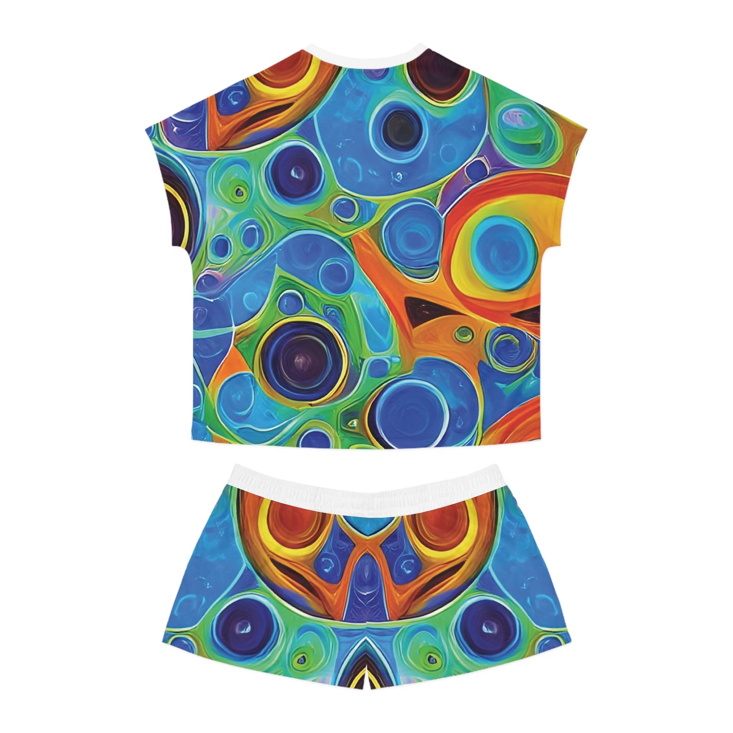 "Primordial Soup", Fine Art Women's Short Pajama Set (White Collar)