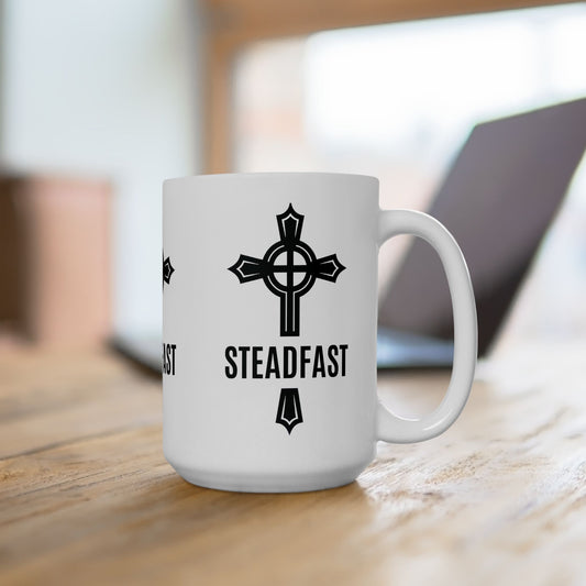 "Steadfast Cross", White Mug, (11oz & 15oz)