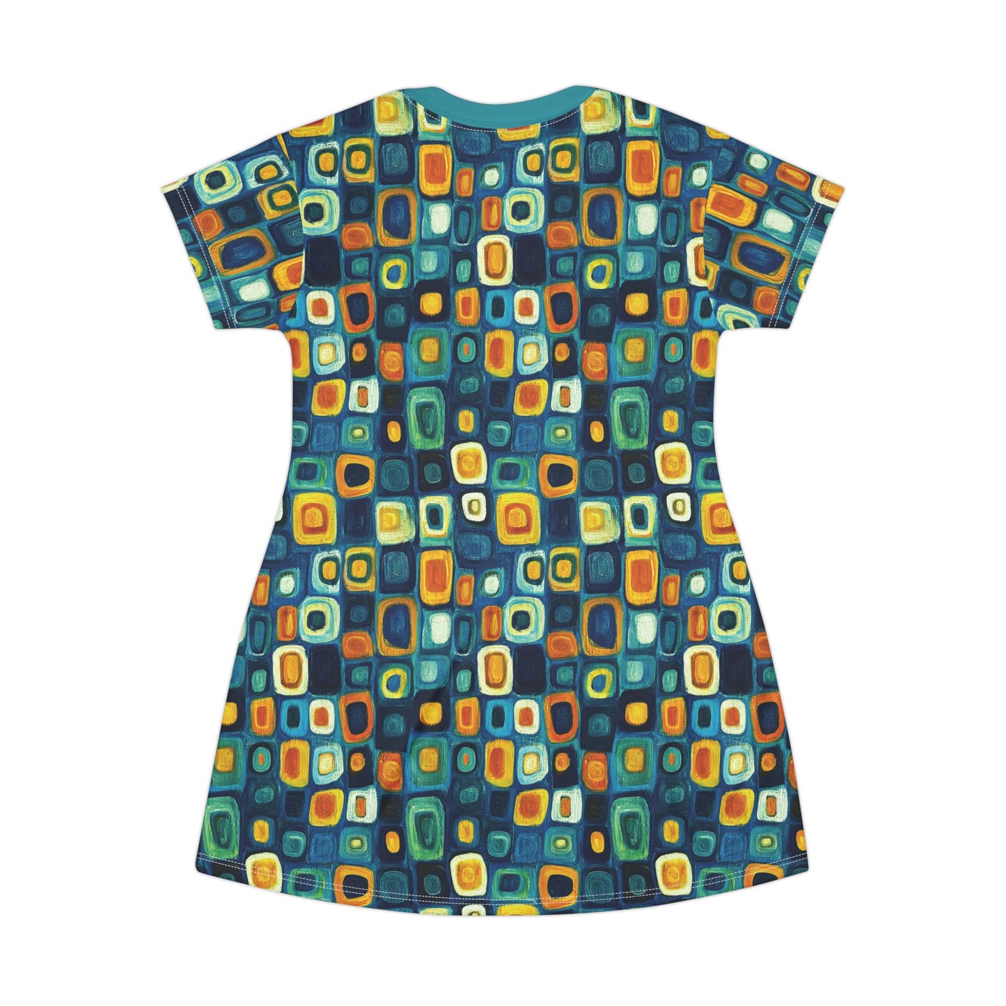 "Soul Mosaic", T-Shirt Dress (Columba Blue Collar)