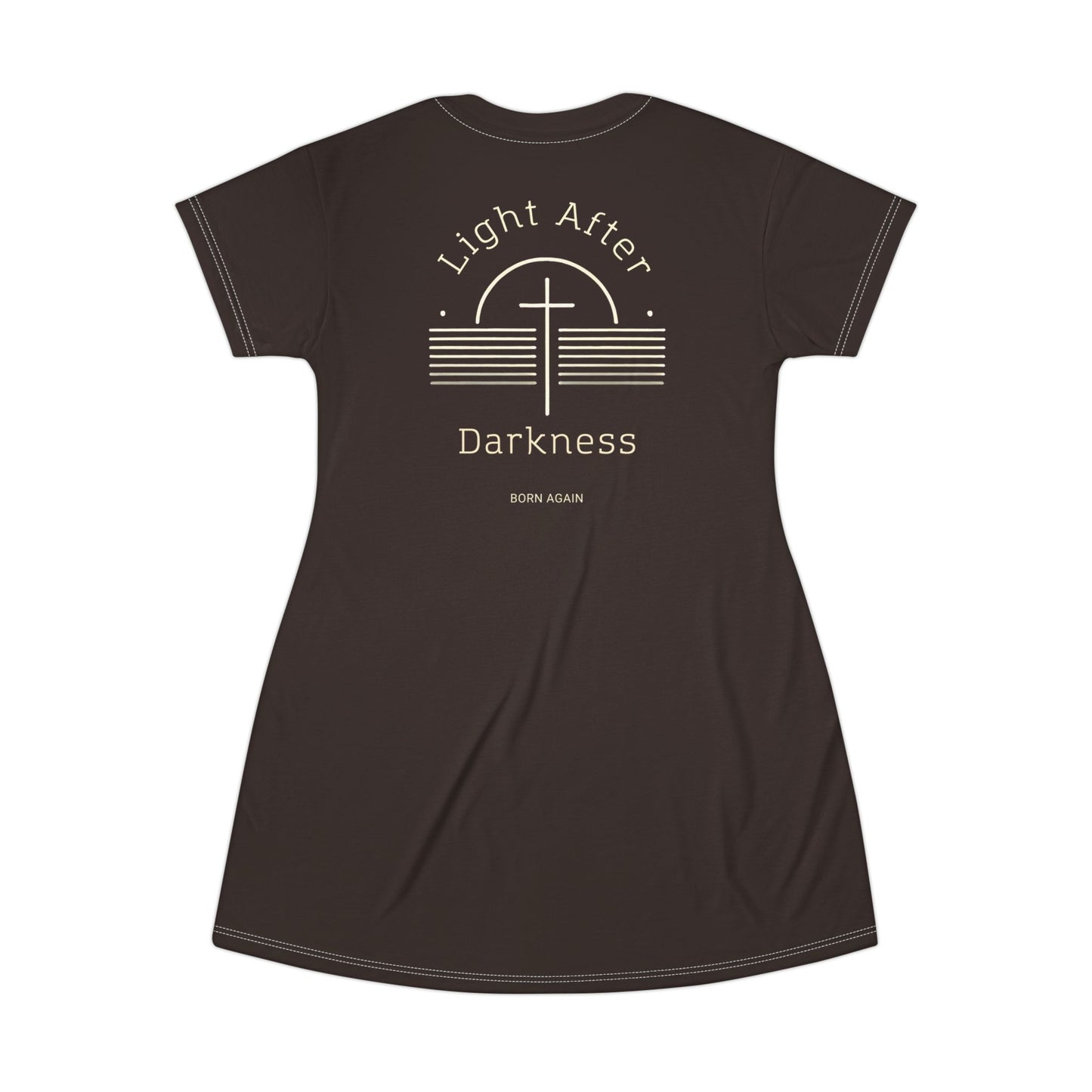"Light After Darkness - Born Again", T-Shirt Dress (Rich Soil Brown)