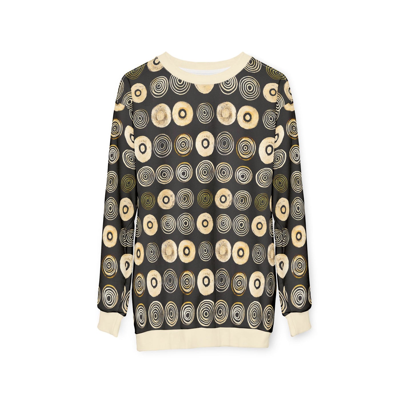 "Punk Polka", Wearable Pattern Art Unisex Sweatshirt (Iced Almond Cuffs)