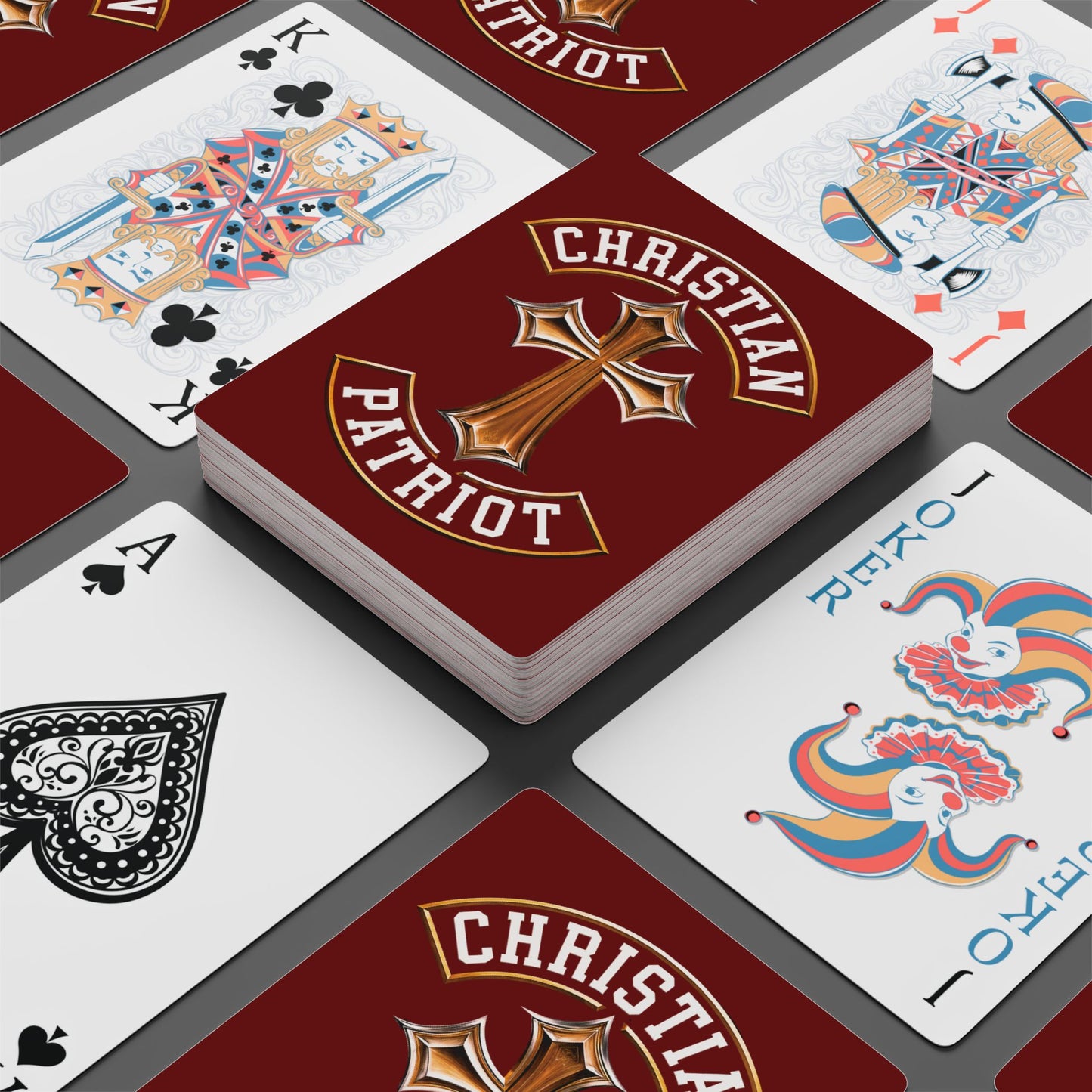 "Christian Patriot" #03, Christian Playing Cards (Dark Blood Red)