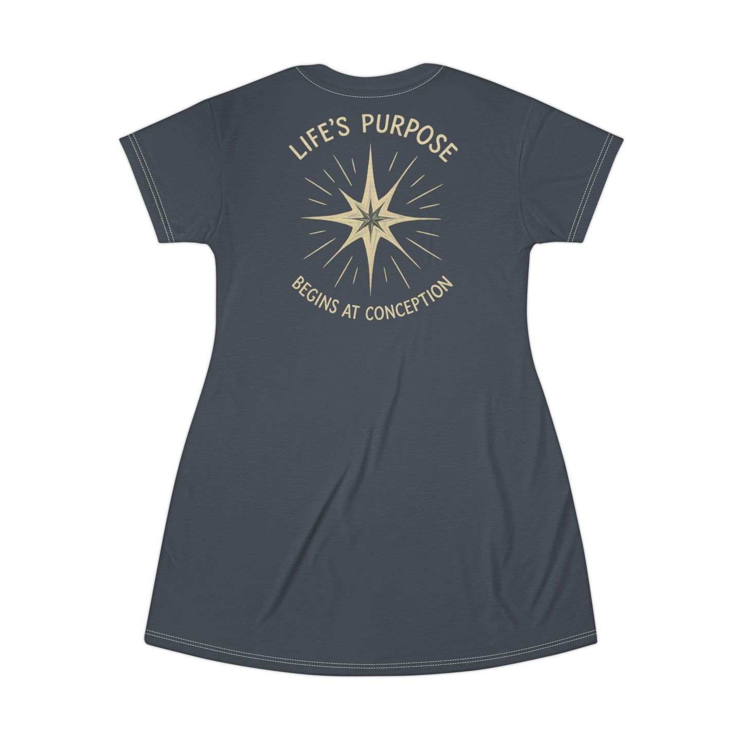 "Life's Purpose Begins at Conception #02", T-Shirt Dress (Hearthstone Grey)
