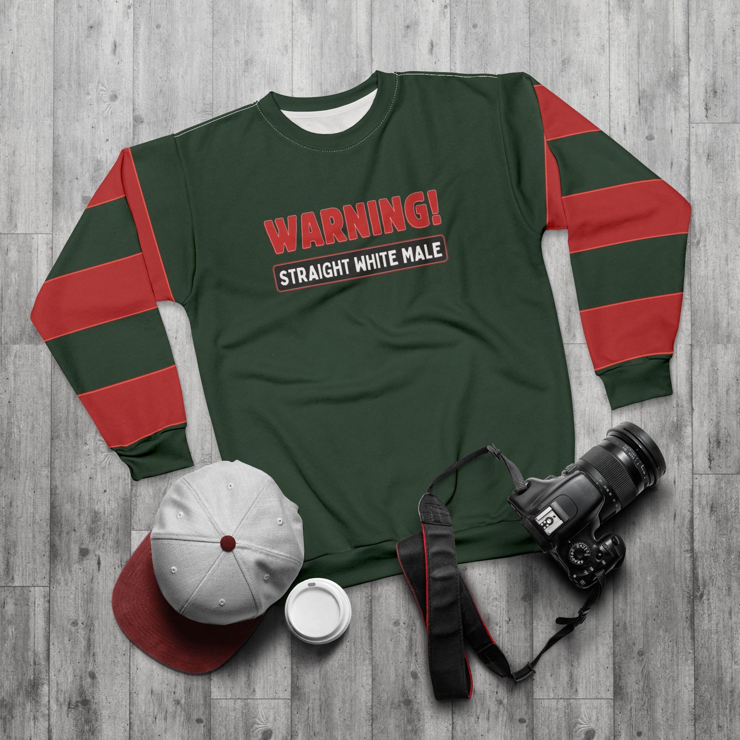 "Warning! Straight White Male", Unisex Sweatshirt (Monsoon Green)