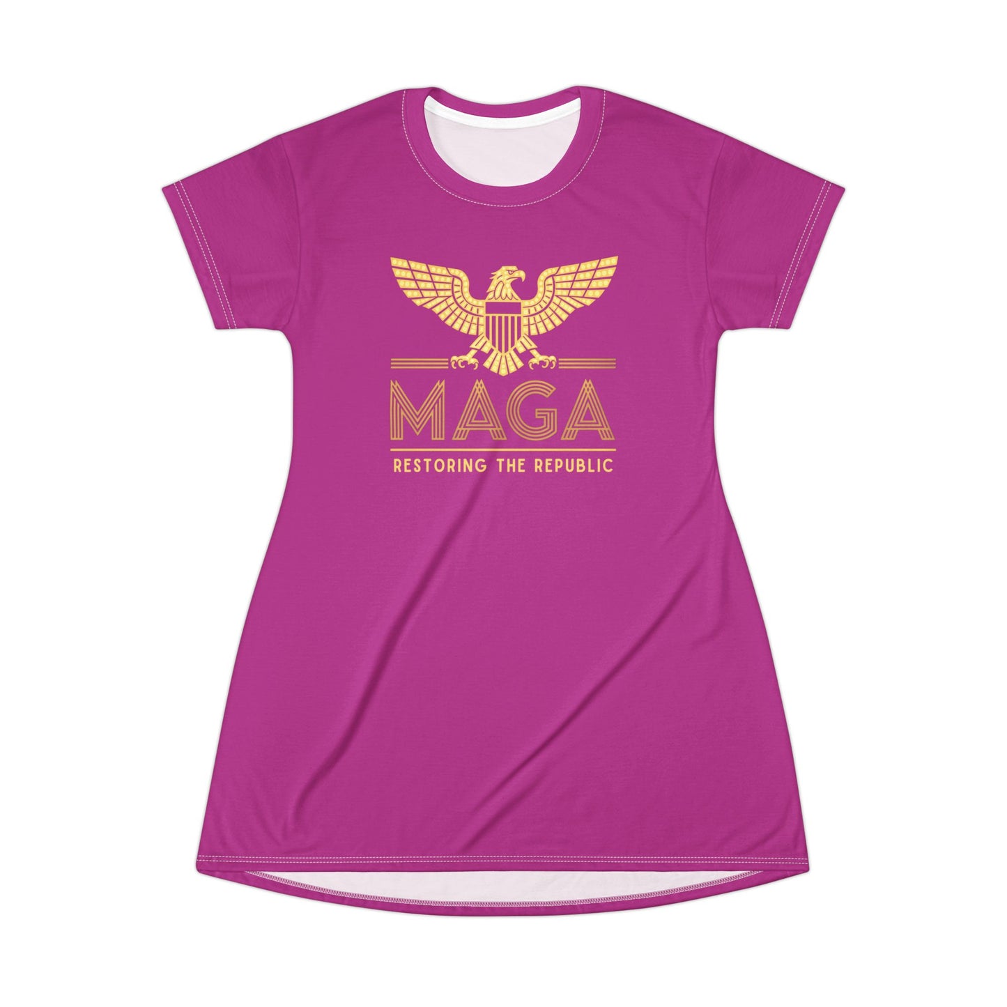 "MAGA - Restoring the Republic", T-Shirt Dress (Prairie Foxglove Pink)