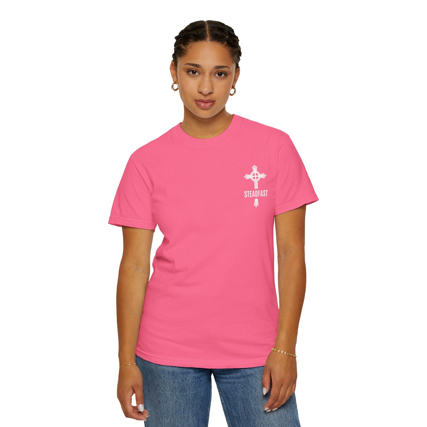 "Steadfast Cross in White", Unisex T-shirt
