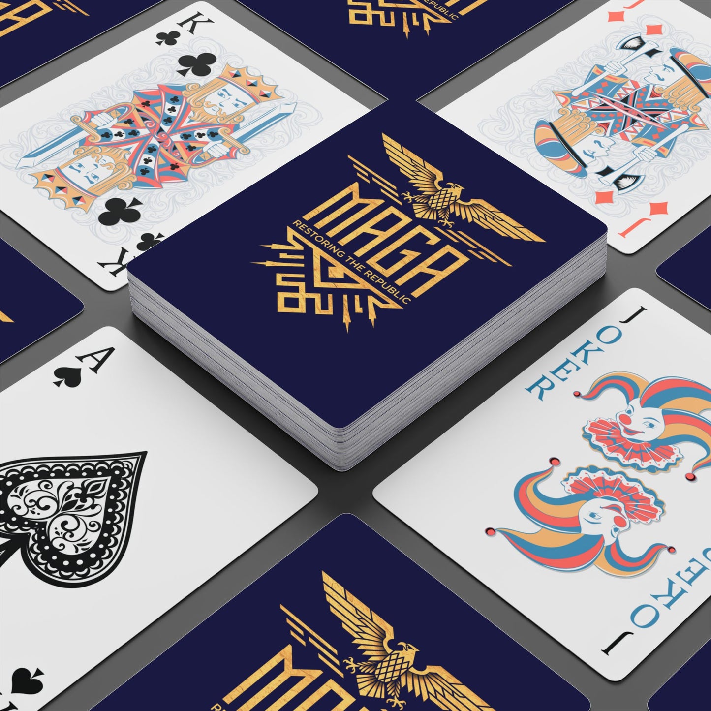"MAGA Restoring the Republic" #02, Political Playing Cards (Obsidian Blue)
