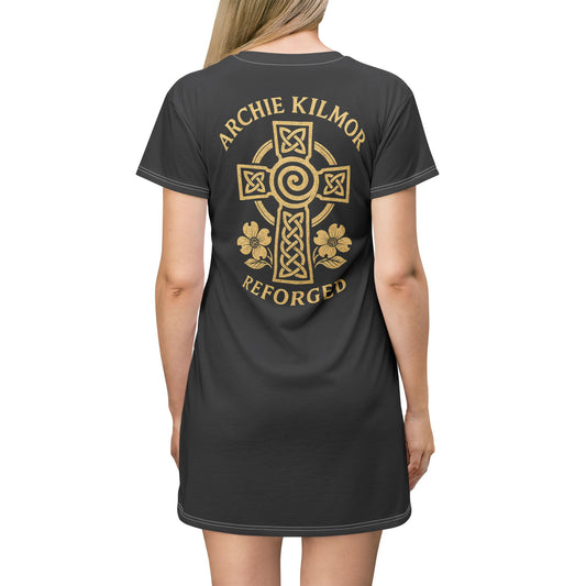 "Archie Kilmor Cross - Reforged" #01, Wearable Art T-Shirt Dress (Matte Black)
