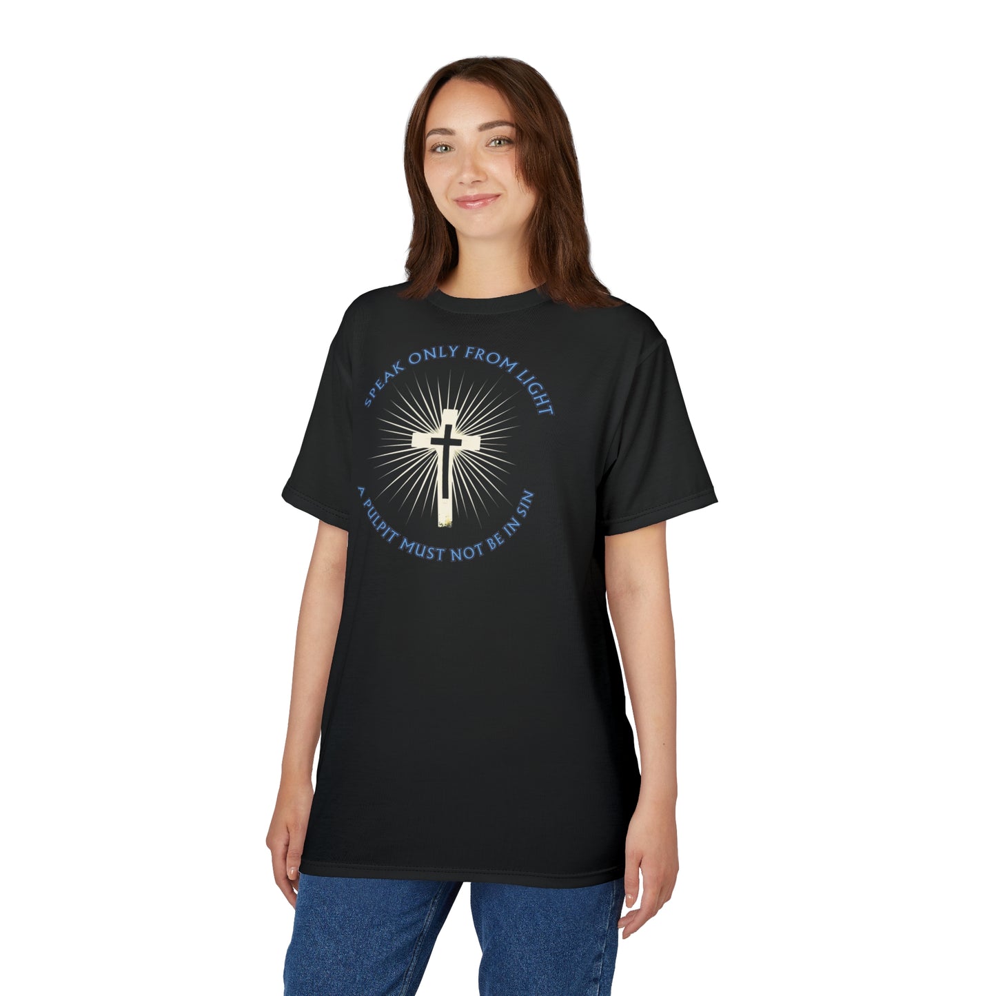 "Speak only from Light", Unisex Black T-shirt