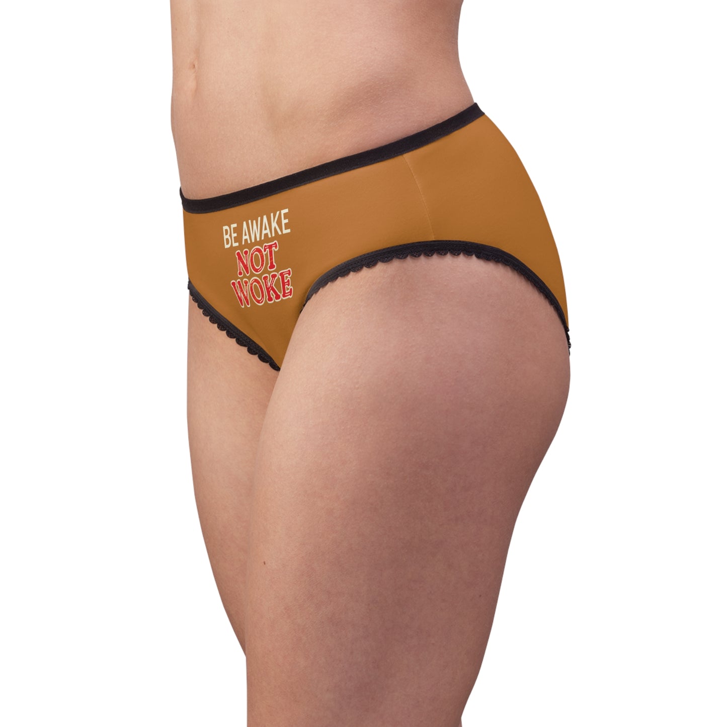 "Be Awake Not Woke" #10, Women's Briefs (Ochre)
