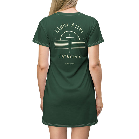 "Light After Darkness - Born Again", T-Shirt Dress (Evergreen)