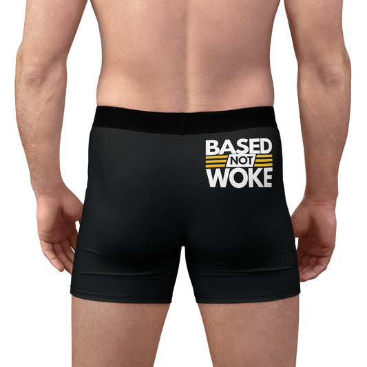 "Based not Woke" #01, Men's Boxer Briefs (Moonless Black)