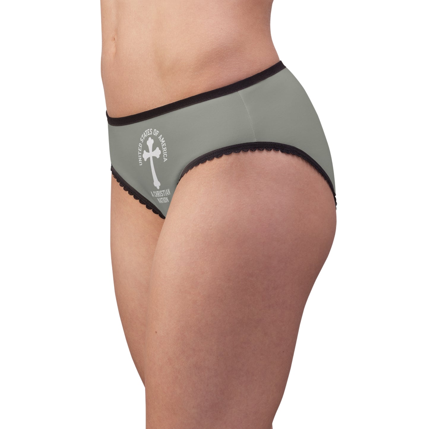 "USA - A Christian Nation" #04, Women's Briefs (Old Church Slate Grey)
