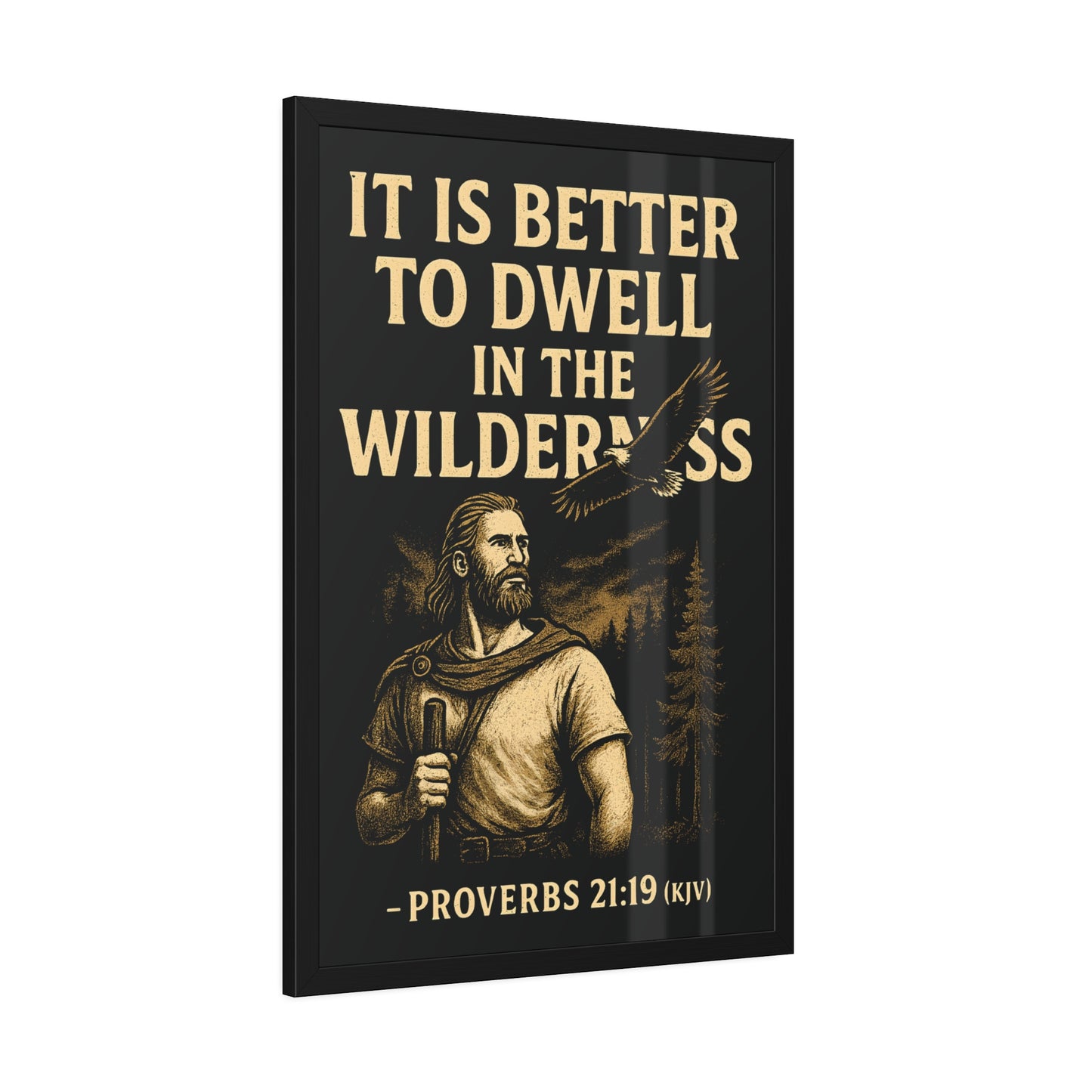 "Proverbs 21:19 (KJV)", Framed Paper Poster (Peatshadow Black)