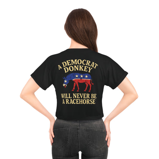 "A Democrat Donkey", Political Crop Tee (Shadow Black)