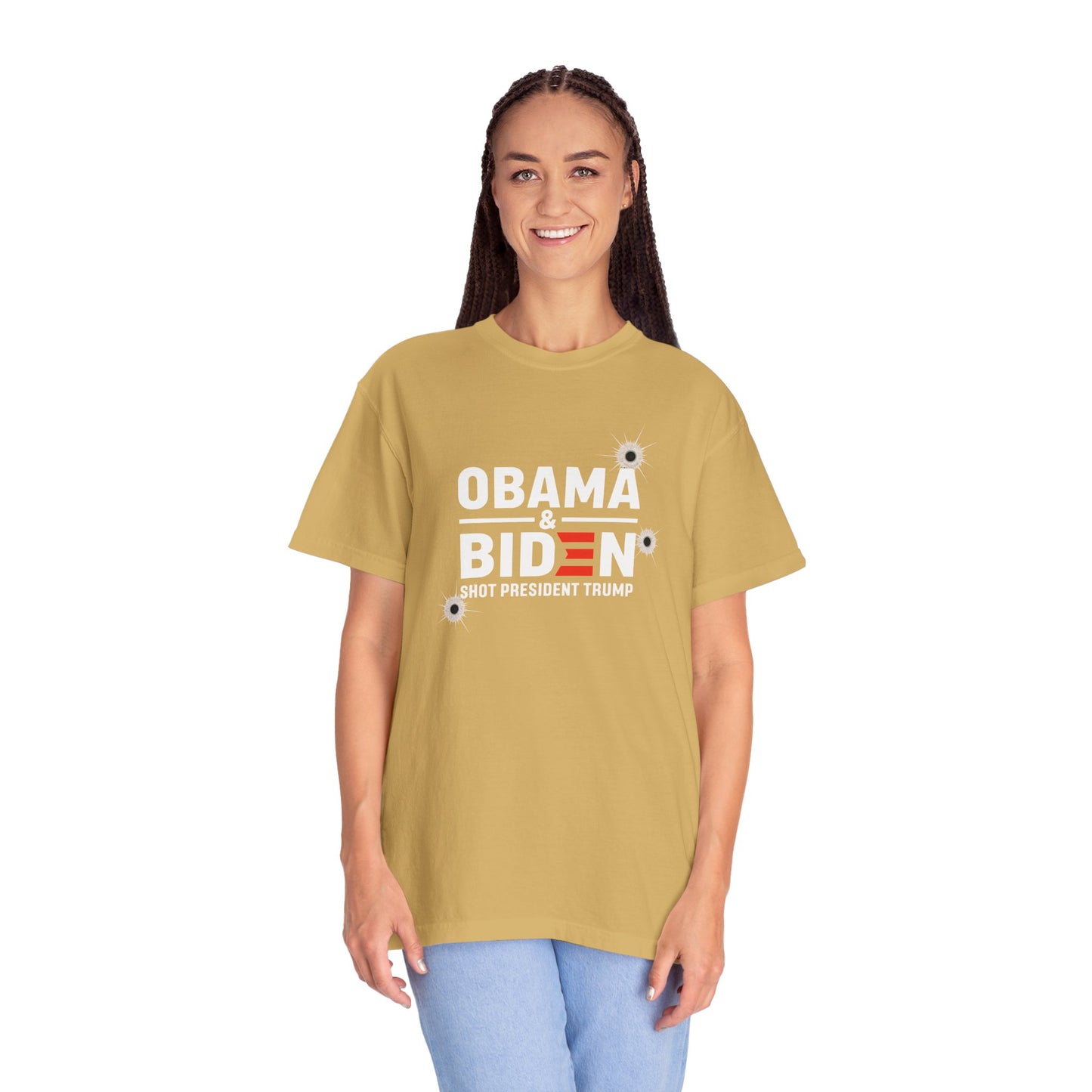 "Obama & Biden Shot President Trump", Unisex Black T-shirt