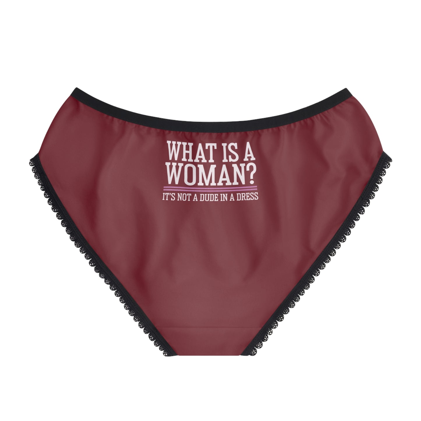 "What is a Woman" #02, Women's Briefs (Dark Cherry Red)