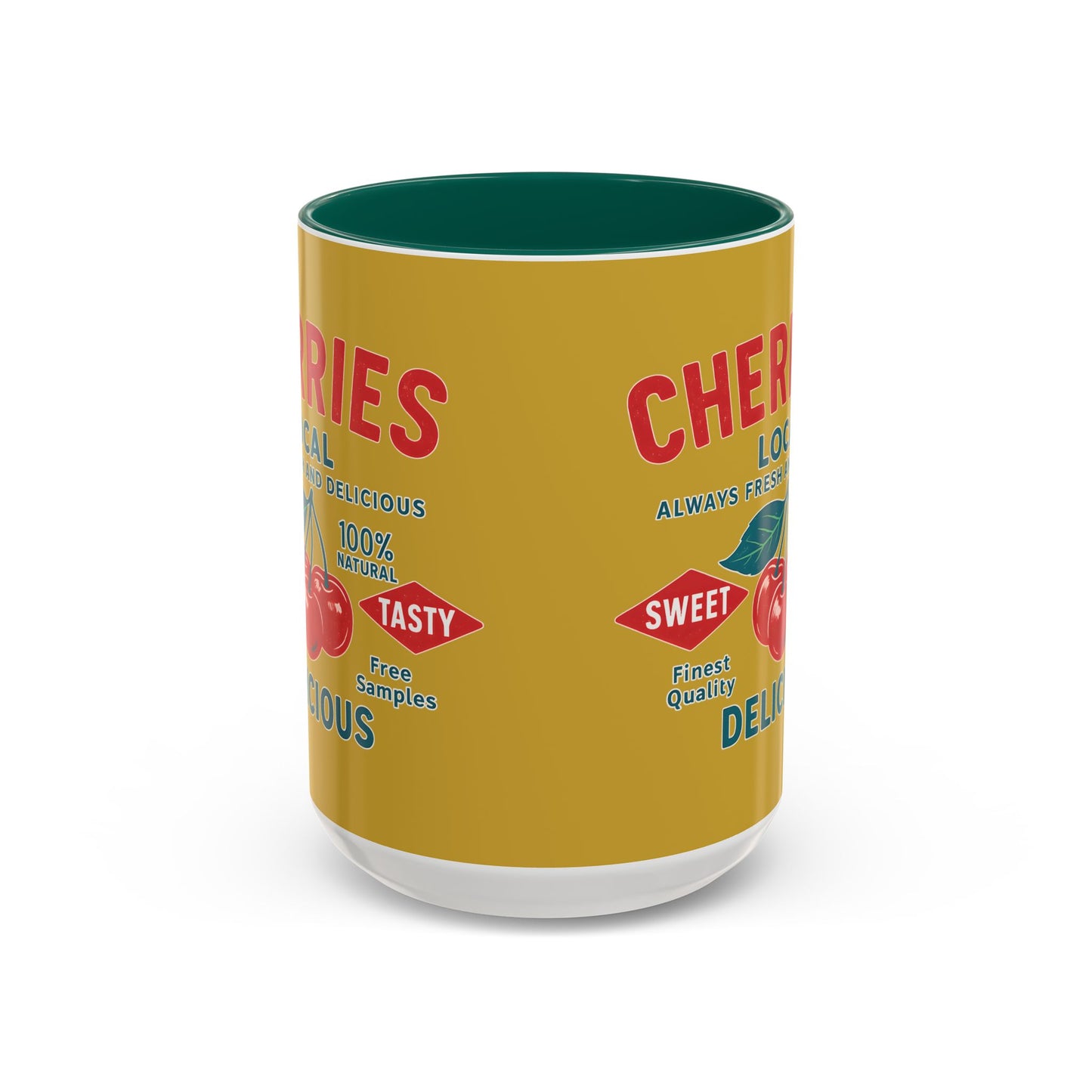 "Delicious Cherries", Colorful Mugs (11oz, 15oz) (Forgelight Gold)