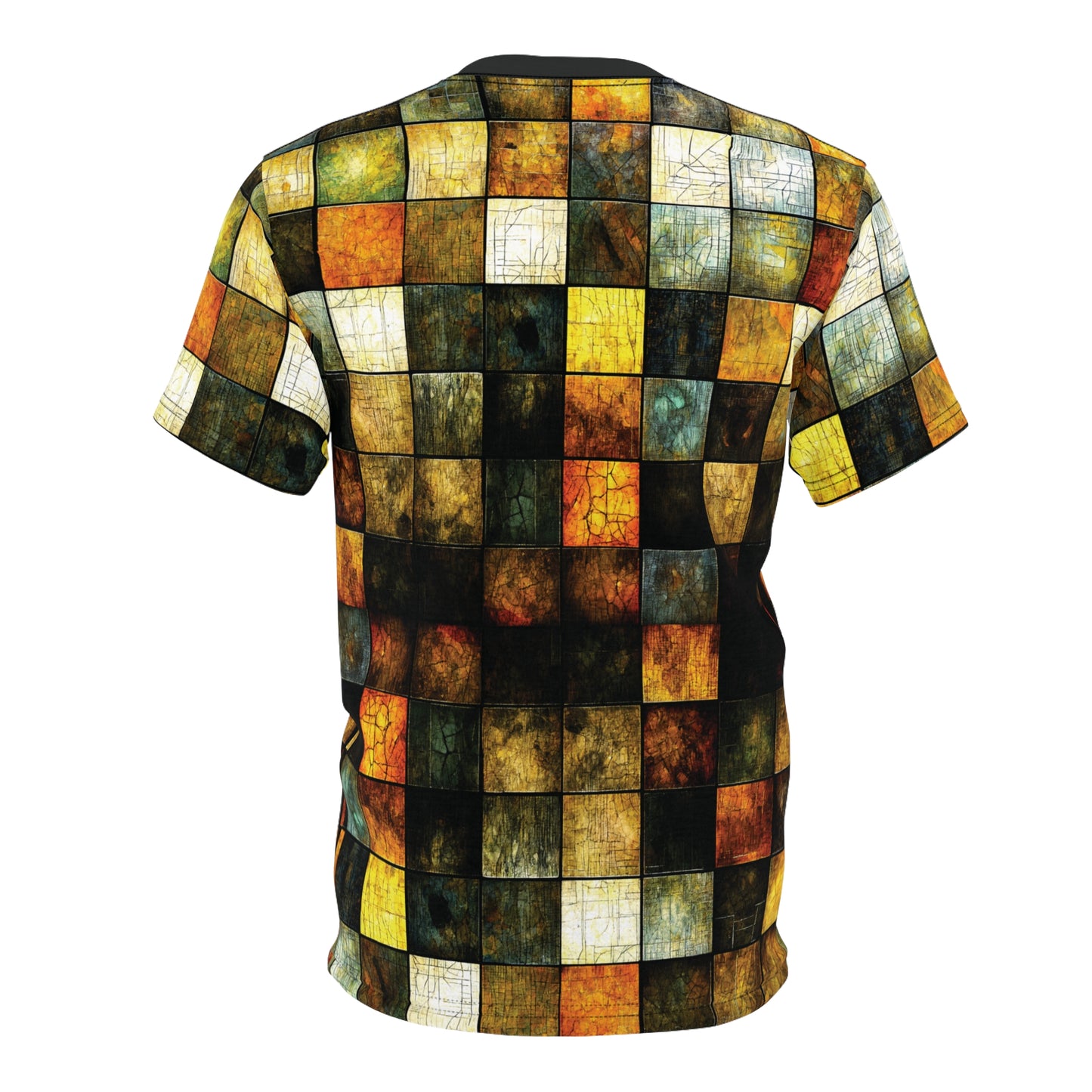 "Wood Block Pattern" #01, Fine Art Unisex T-Shirt (Dark Dùn Grey Collar)