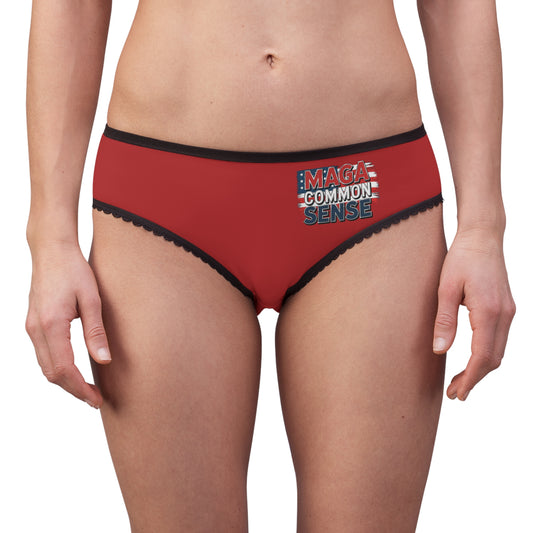 "MAGA Common Sense" #01, Women's Briefs (Epidii Red)