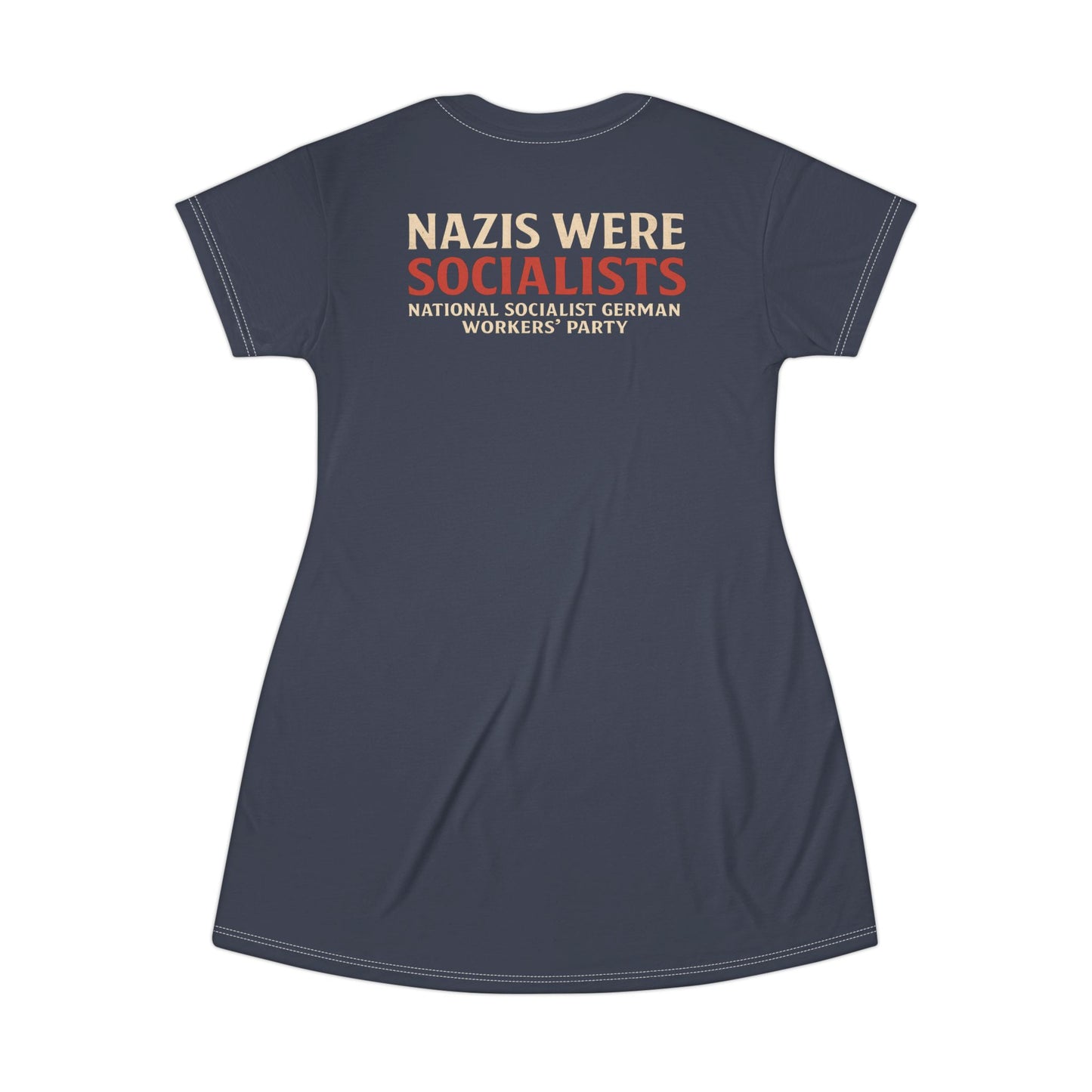 "Nazis were Socialists", T-Shirt Dress (Burka Blue Grey)